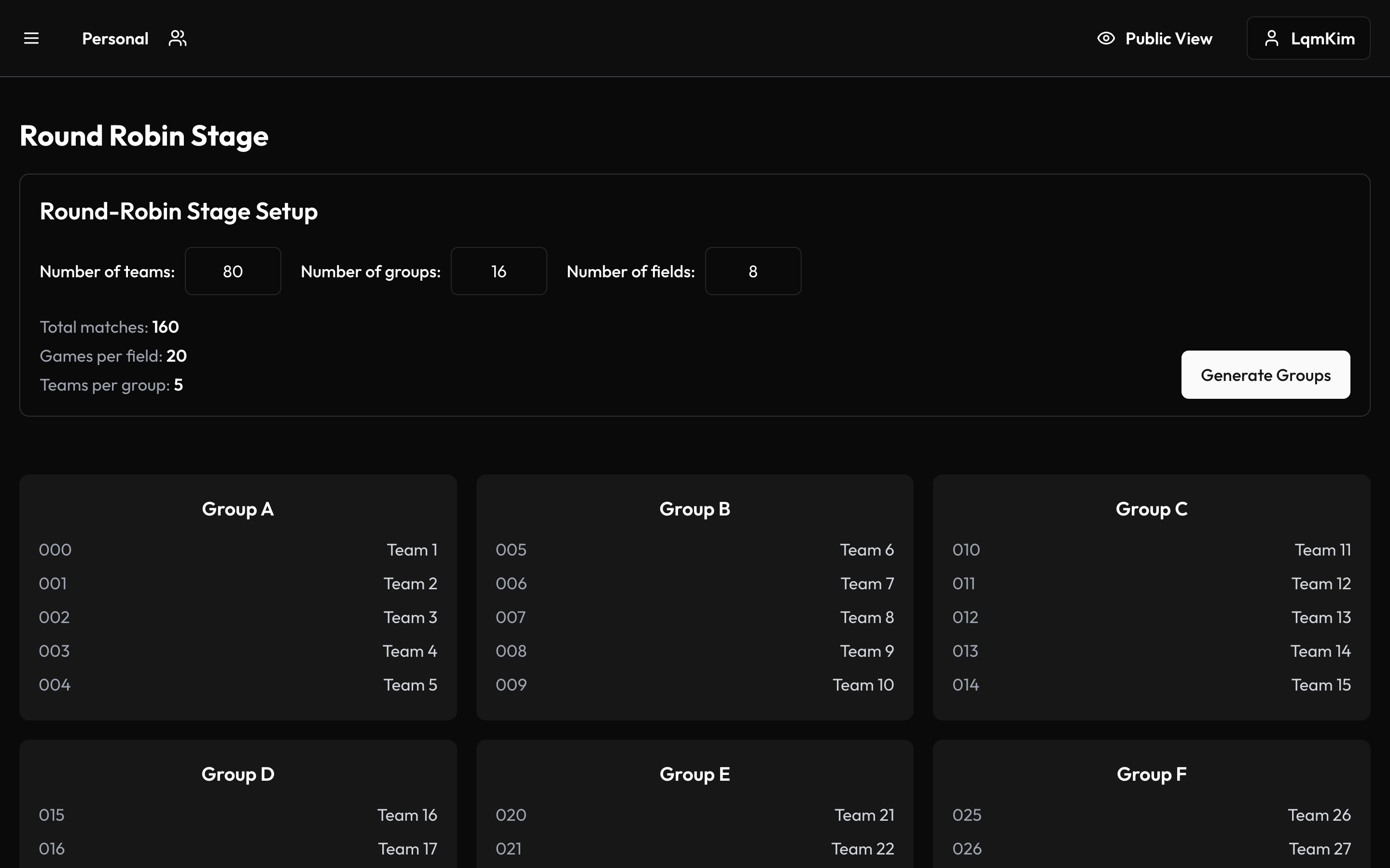Tournament preview showing group stages and knockout bracket progression