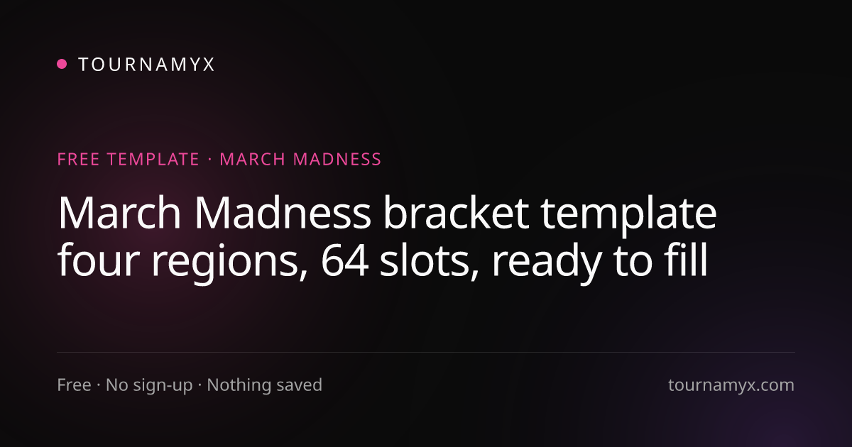 March Madness Bracket Template: 64 Slots, Free